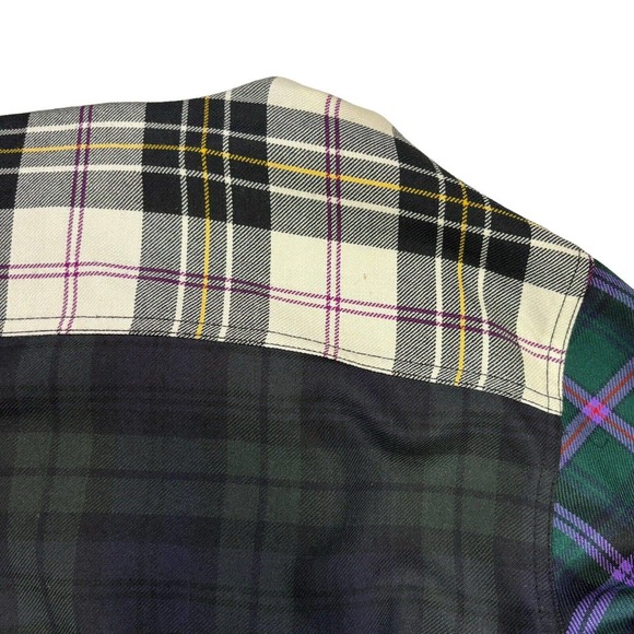 Alexander Wang Men’s Wool Plaid Tartan Patchwork Hooded Shirt Button Down Medium - Picture 10 of 10